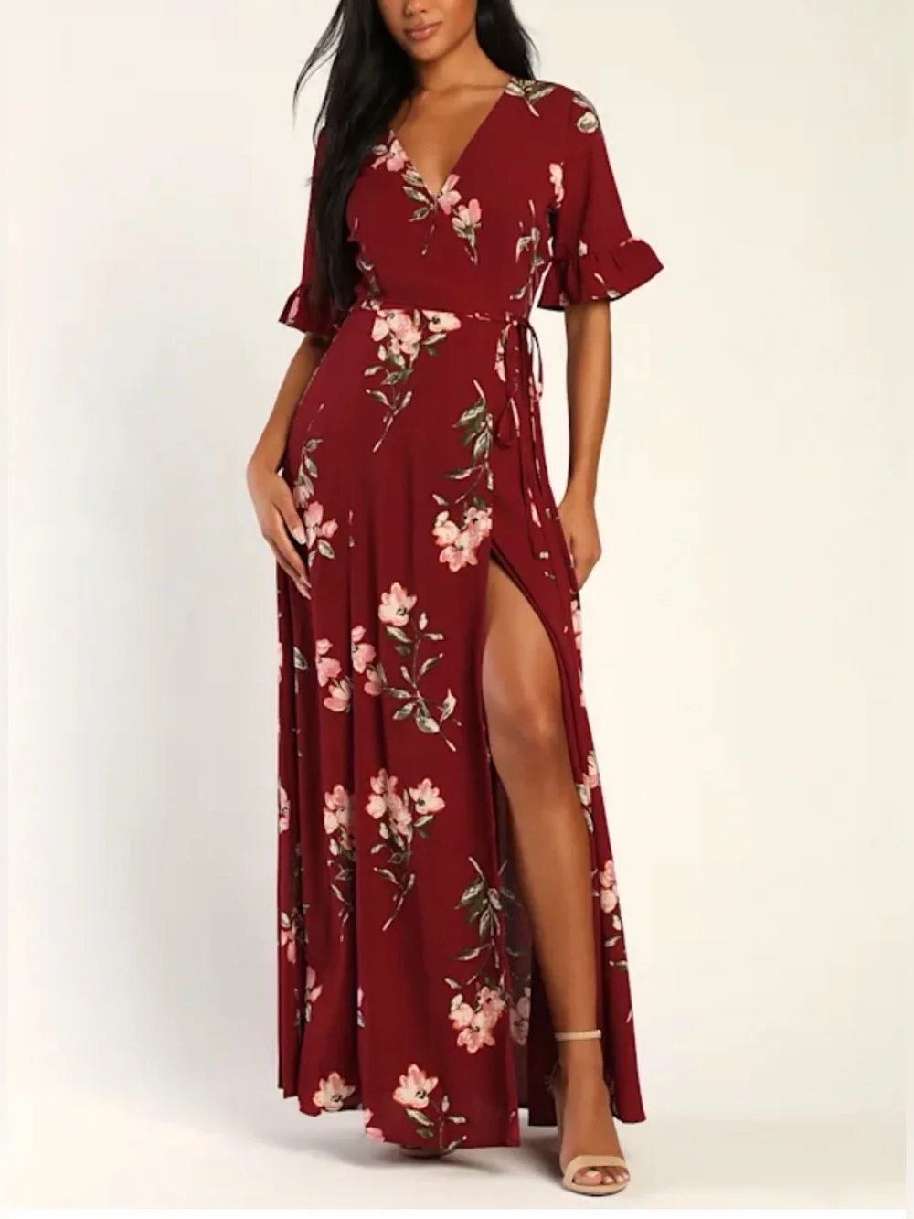 burgundy dresses lulus Burgundy High-Low Gown - Wrap Maxi Dress - Bridesmaid Dress